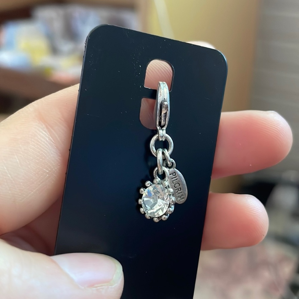 Pilgrim brand clip on charm - cz crystal starburst white